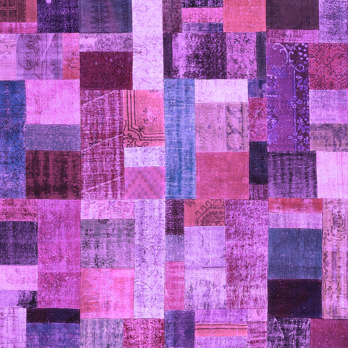 Machine Washable Patchwork Purple Transitional Area Rugs, wshcon443pur