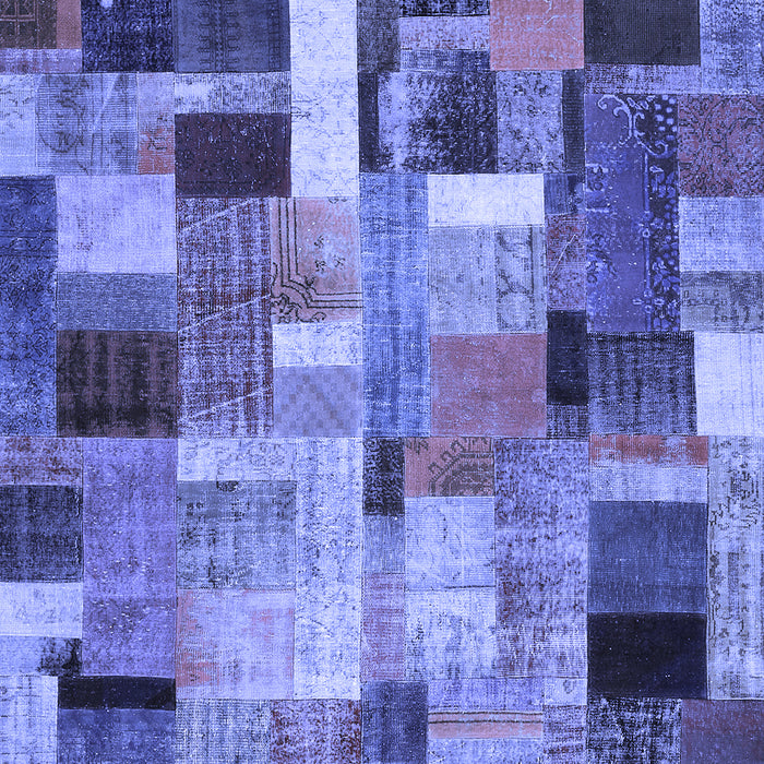 Machine Washable Patchwork Blue Transitional Rug, wshcon443blu