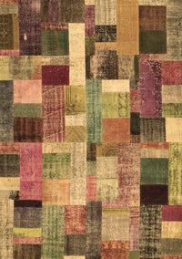 Patchwork Brown Transitional Rug, con443brn