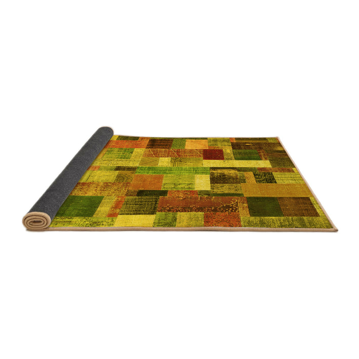 Sideview of Patchwork Yellow Transitional Rug, con443yw
