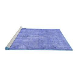 Sideview of Machine Washable Abstract Blue Contemporary Rug, wshcon444blu