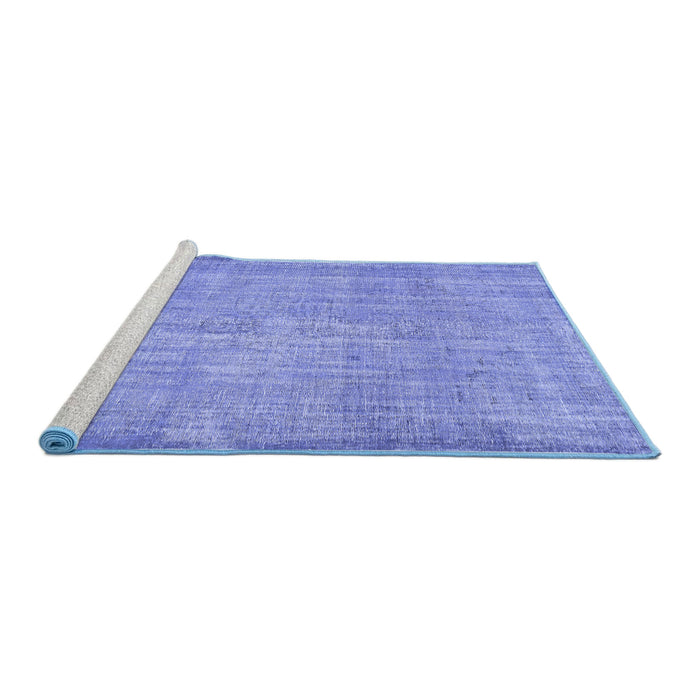 Sideview of Machine Washable Abstract Blue Contemporary Rug, wshcon444blu