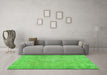 Machine Washable Abstract Green Contemporary Area Rugs in a Living Room,, wshcon444grn