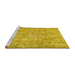 Sideview of Machine Washable Abstract Yellow Contemporary Rug, wshcon444yw