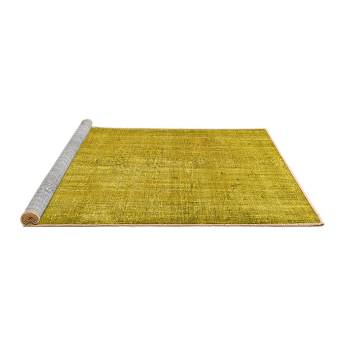 Sideview of Machine Washable Abstract Yellow Contemporary Rug, wshcon444yw