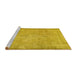 Sideview of Machine Washable Abstract Yellow Contemporary Rug, wshcon444yw