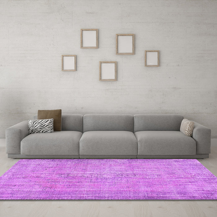 Machine Washable Abstract Purple Contemporary Area Rugs in a Living Room, wshcon444pur
