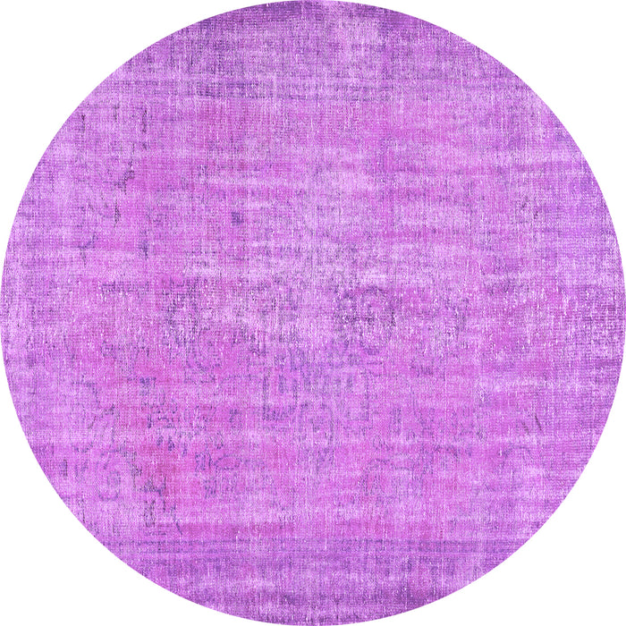 Round Machine Washable Abstract Purple Contemporary Area Rugs, wshcon444pur