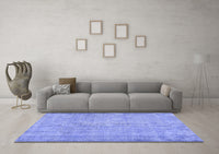 Machine Washable Abstract Blue Contemporary Rug, wshcon444blu