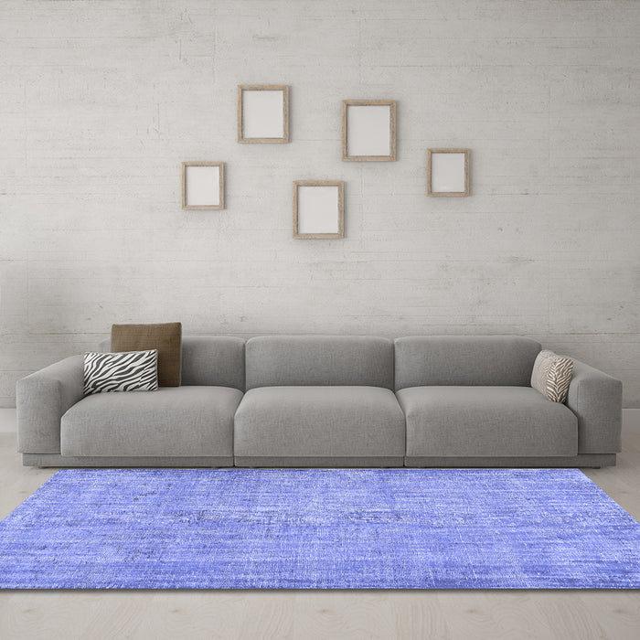 Machine Washable Abstract Blue Contemporary Rug in a Living Room, wshcon444blu