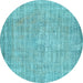 Round Machine Washable Abstract Light Blue Contemporary Rug, wshcon444lblu