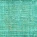 Square Machine Washable Abstract Turquoise Contemporary Area Rugs, wshcon444turq