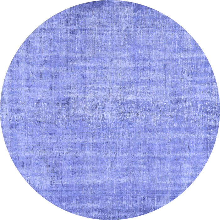 Round Abstract Blue Contemporary Rug, con444blu