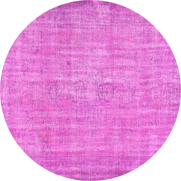 Round Machine Washable Abstract Pink Contemporary Rug, wshcon444pnk