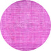 Round Machine Washable Abstract Pink Contemporary Rug, wshcon444pnk