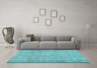 Machine Washable Abstract Light Blue Contemporary Rug, wshcon444lblu