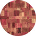 Round Machine Washable Patchwork Brown Transitional Rug, wshcon445brn