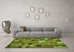 Machine Washable Patchwork Green Transitional Area Rugs in a Living Room,, wshcon445grn
