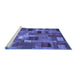 Sideview of Machine Washable Patchwork Blue Transitional Rug, wshcon445blu