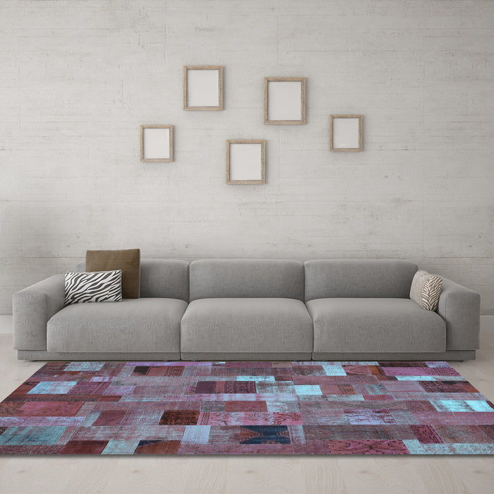 Machine Washable Patchwork Light Blue Transitional Rug in a Living Room, wshcon445lblu