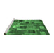 Sideview of Machine Washable Patchwork Emerald Green Transitional Area Rugs, wshcon445emgrn