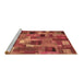 Sideview of Machine Washable Patchwork Brown Transitional Rug, wshcon445brn