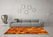 Machine Washable Patchwork Yellow Transitional Rug in a Living Room, wshcon445yw