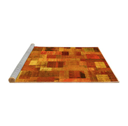 Sideview of Machine Washable Patchwork Yellow Transitional Rug, wshcon445yw