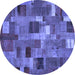 Round Patchwork Blue Transitional Rug, con445blu