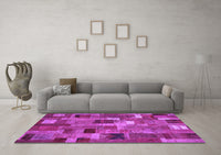 Machine Washable Patchwork Purple Transitional Rug, wshcon445pur