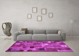 Machine Washable Patchwork Purple Transitional Area Rugs in a Living Room, wshcon445pur