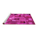 Sideview of Machine Washable Patchwork Pink Transitional Rug, wshcon445pnk