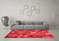 Machine Washable Patchwork Red Transitional Rug, wshcon445red