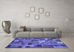 Machine Washable Patchwork Blue Transitional Rug in a Living Room, wshcon445blu