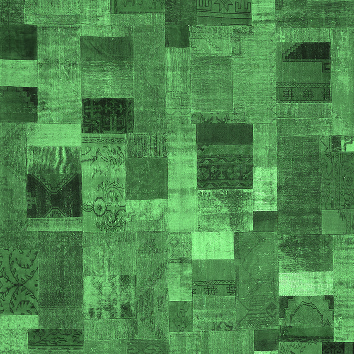 Patchwork Emerald Green Transitional Rug, con445emgrn
