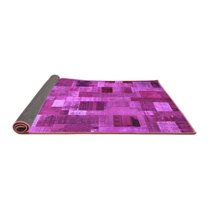 Sideview of Patchwork Purple Transitional Rug, con445pur