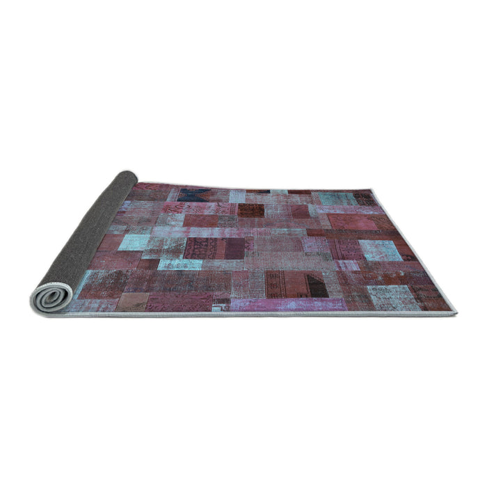 Sideview of Patchwork Light Blue Transitional Rug, con445lblu