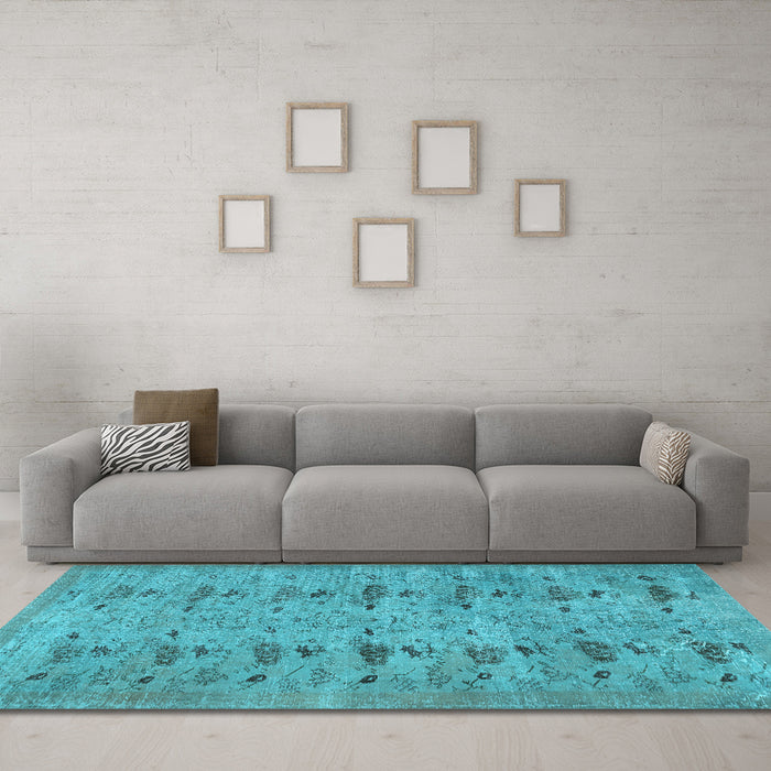 Machine Washable Abstract Light Blue Contemporary Rug in a Living Room, wshcon446lblu