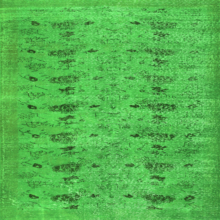 Round Machine Washable Abstract Green Contemporary Area Rugs, wshcon446grn