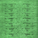 Square Machine Washable Abstract Emerald Green Contemporary Area Rugs, wshcon446emgrn