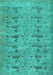 Machine Washable Abstract Turquoise Contemporary Area Rugs, wshcon446turq