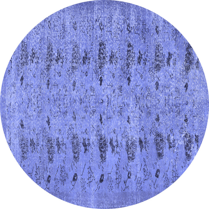 Round Abstract Blue Contemporary Rug, con446blu