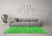 Machine Washable Abstract Green Contemporary Area Rugs in a Living Room,, wshcon446grn