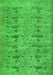 Serging Thickness of Machine Washable Abstract Green Contemporary Area Rugs, wshcon446grn