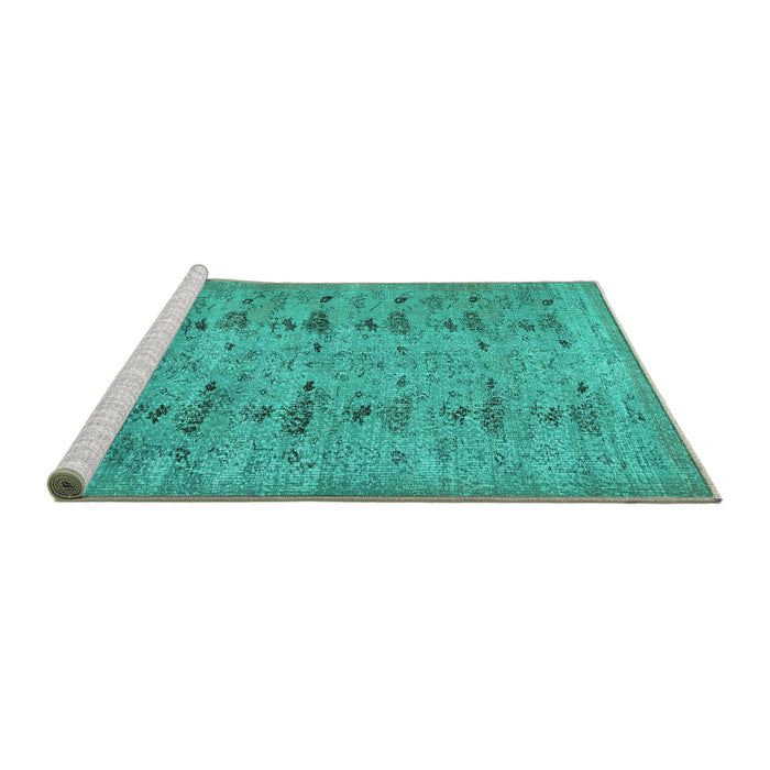 Sideview of Machine Washable Abstract Turquoise Contemporary Area Rugs, wshcon446turq