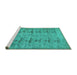 Sideview of Machine Washable Abstract Turquoise Contemporary Area Rugs, wshcon446turq