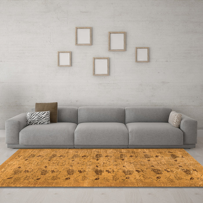 Machine Washable Abstract Orange Contemporary Area Rugs in a Living Room, wshcon446org