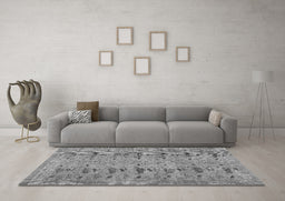 Machine Washable Abstract Gray Contemporary Rug in a Living Room,, wshcon446gry