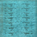 Square Machine Washable Abstract Light Blue Contemporary Rug, wshcon446lblu