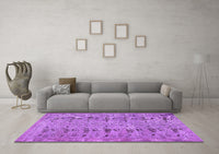 Machine Washable Abstract Purple Contemporary Rug, wshcon446pur